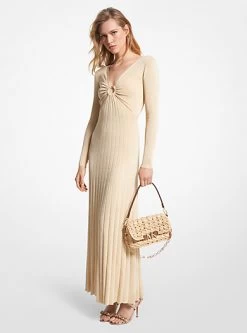 MICHAEL Michael Kors Metallic Stretch Knit Ring Maxi Dress